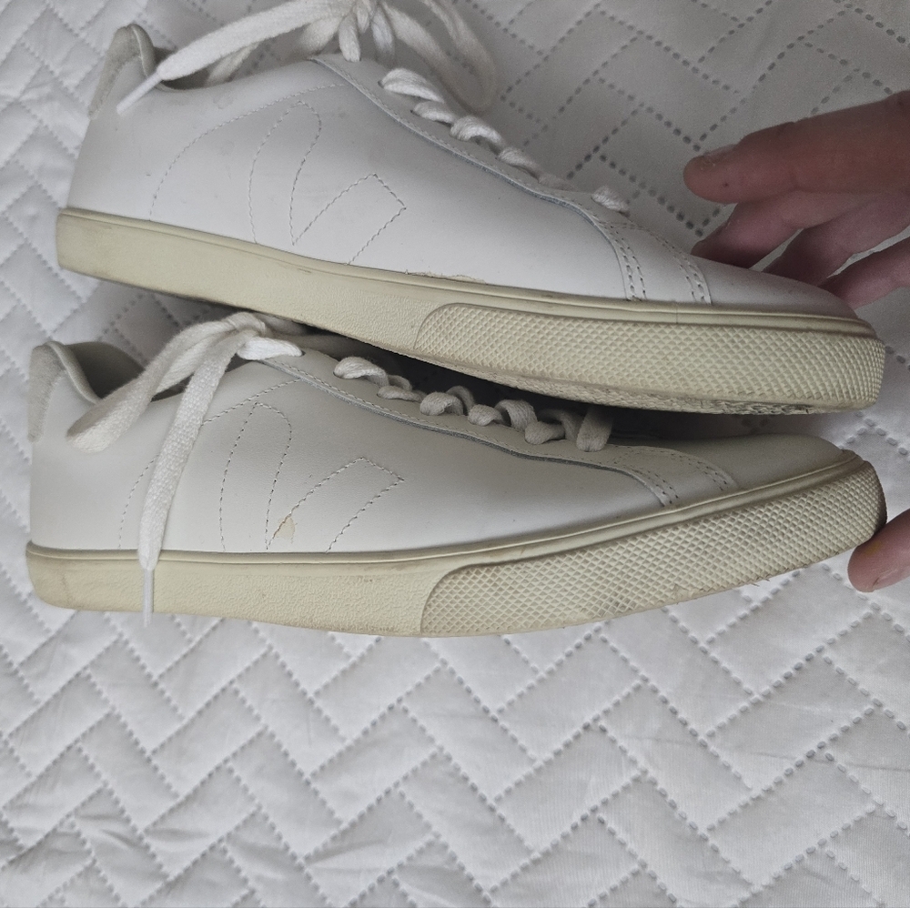 Veja Esplar Leather White Sneakers Shoes - Picture 4 of 9